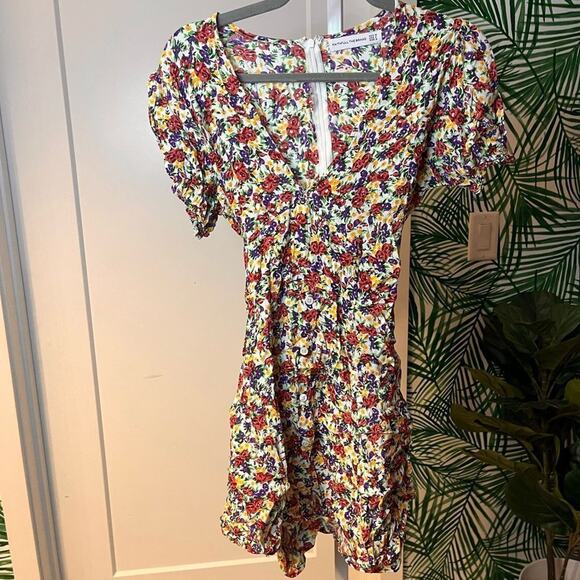 Faithfull The Brand Raphaela Floral Puff Sleeve Mini Dress Size 6 - Picture 5 of 14